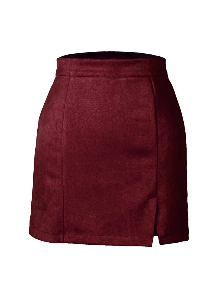 Teonclothingshop A Line Suede Mini Skirts For Women 2024