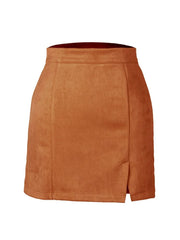 Teonclothingshop A Line Suede Mini Skirts For Women 2024