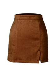 Teonclothingshop A Line Suede Mini Skirts For Women 2024