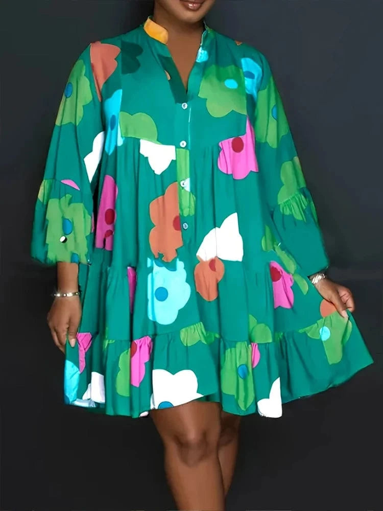 Teonclothingshop Chic Floral Midi Dress for Autumn