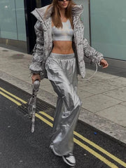 Teonclothingshop Chic Silver Women Pants