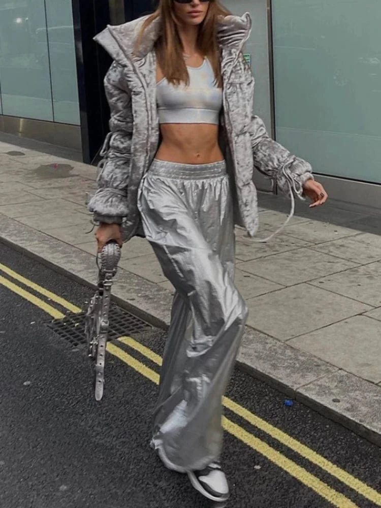 Teonclothingshop Chic Silver Women Pants