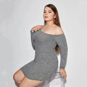 Teonclothingshop Elegant Ribbed Dress for Curvy Women