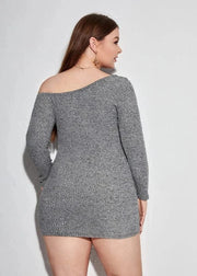 Teonclothingshop Elegant Ribbed Dress for Curvy Women