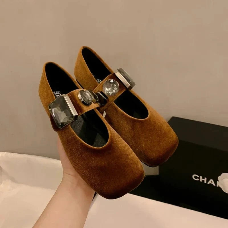 Teonclothingshop Fashion Rhinestone Square Toe Mary Jane Shoes