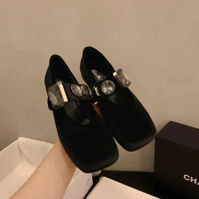 Teonclothingshop Fashion Rhinestone Square Toe Mary Jane Shoes
