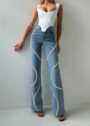 Teonclothingshop Fashionable Casual Rhinestone Jeans