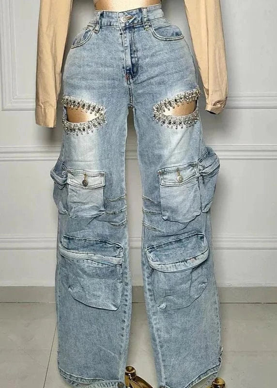 Teonclothingshop Fashionable Hollowed-Out Jeans Women