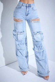Teonclothingshop Fashionable Hollowed-Out Jeans Women