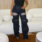 Teonclothingshop Fashionable Hollowed-Out Jeans Women