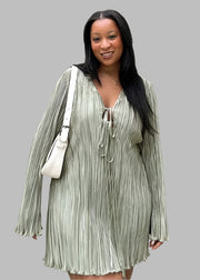 Teonclothingshop Flattering Pleated Dress for Curvy Women