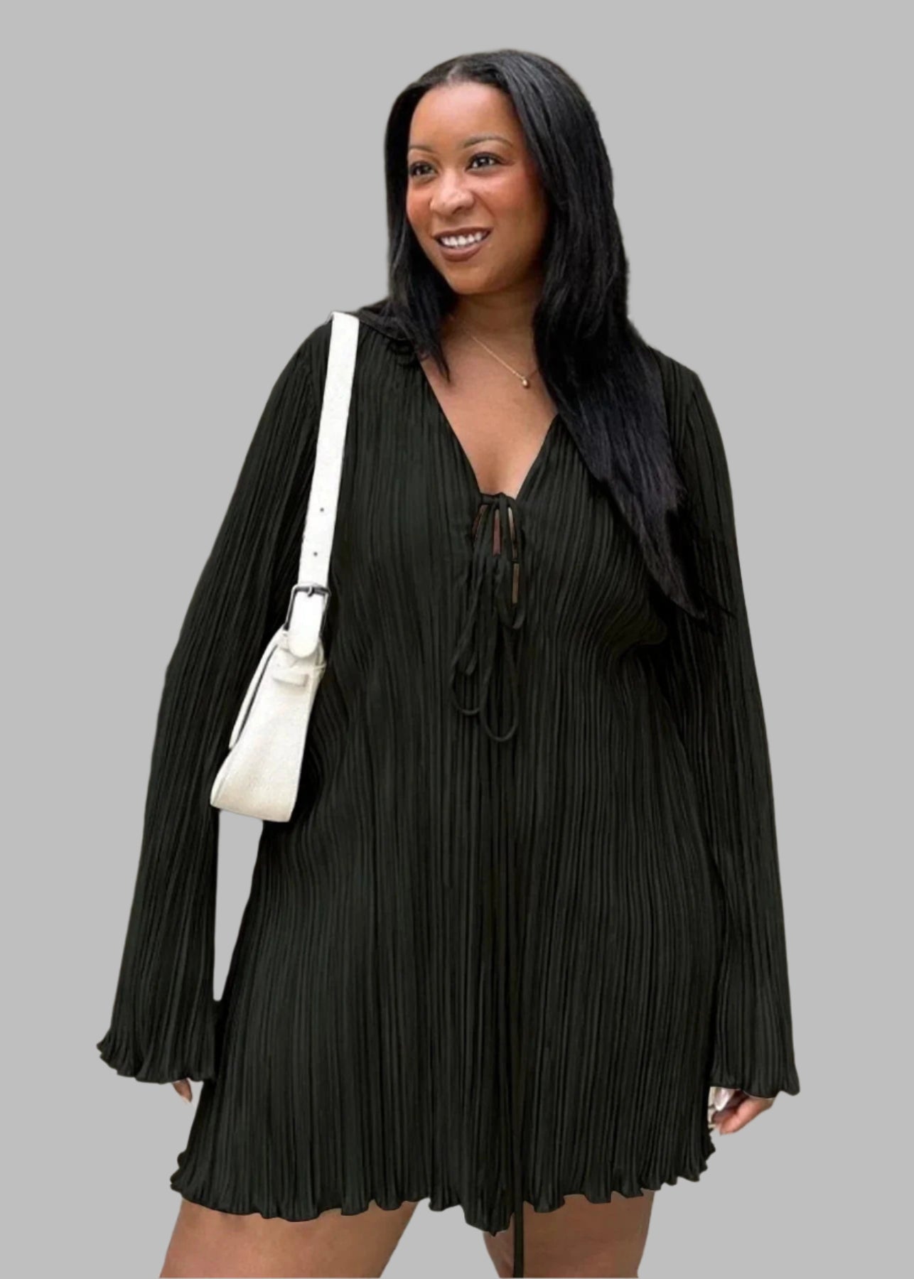 Teonclothingshop Flattering Pleated Dress for Curvy Women