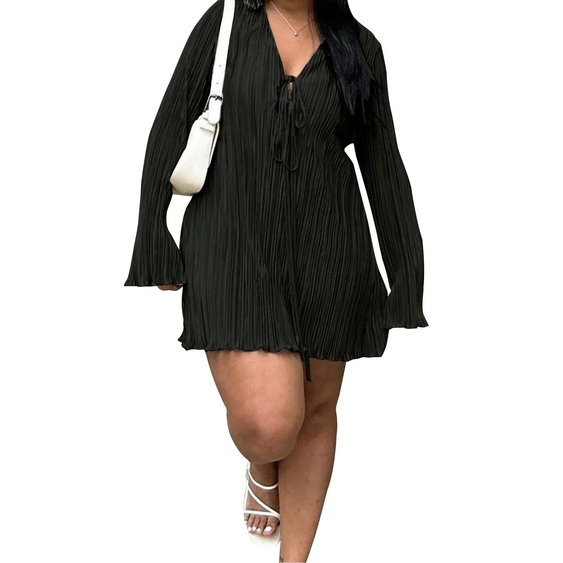 Teonclothingshop Flattering Pleated Dress for Curvy Women