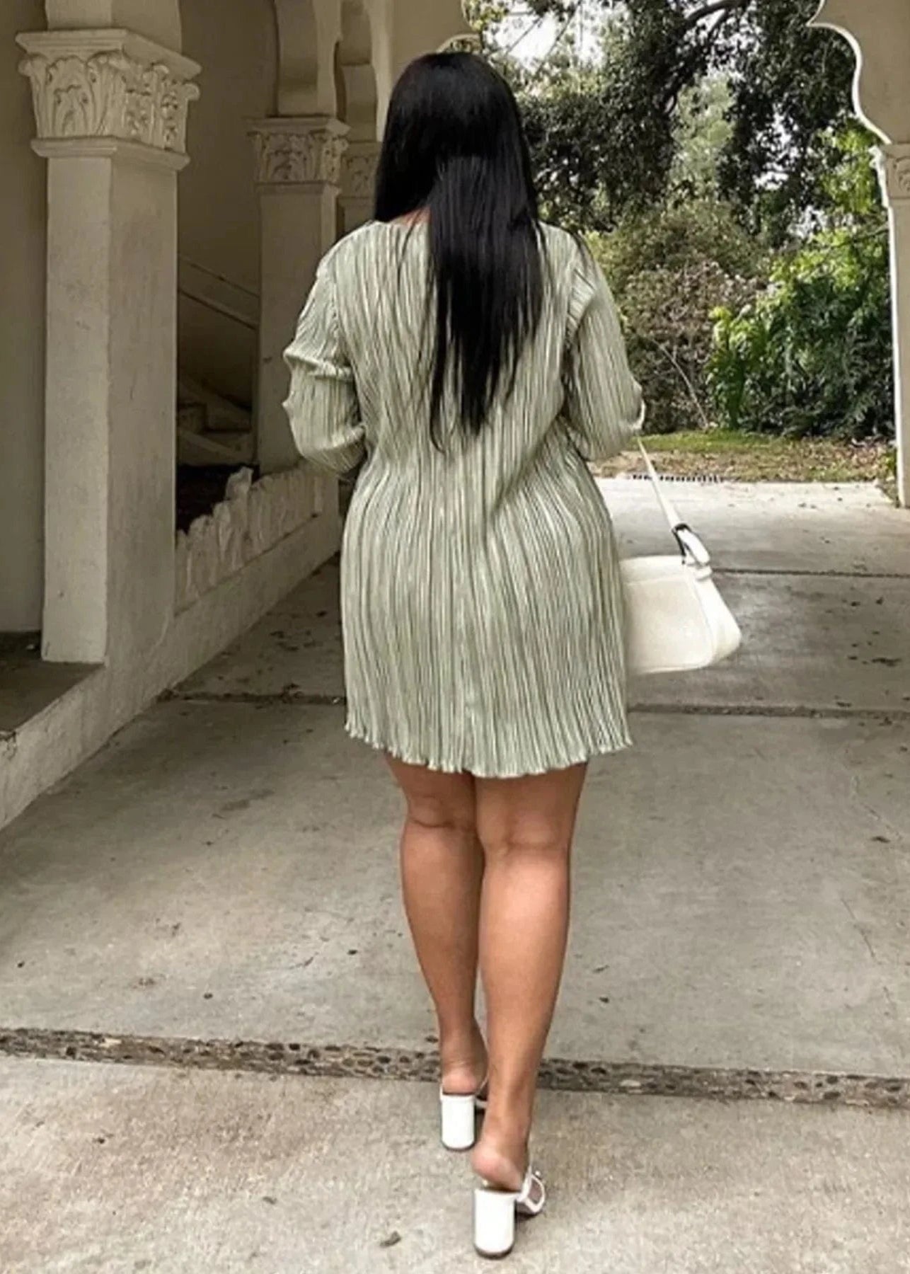 Teonclothingshop Flattering Pleated Dress for Curvy Women