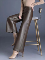 Teonclothingshop High Quality Women PU Leather Wed Leg Pants