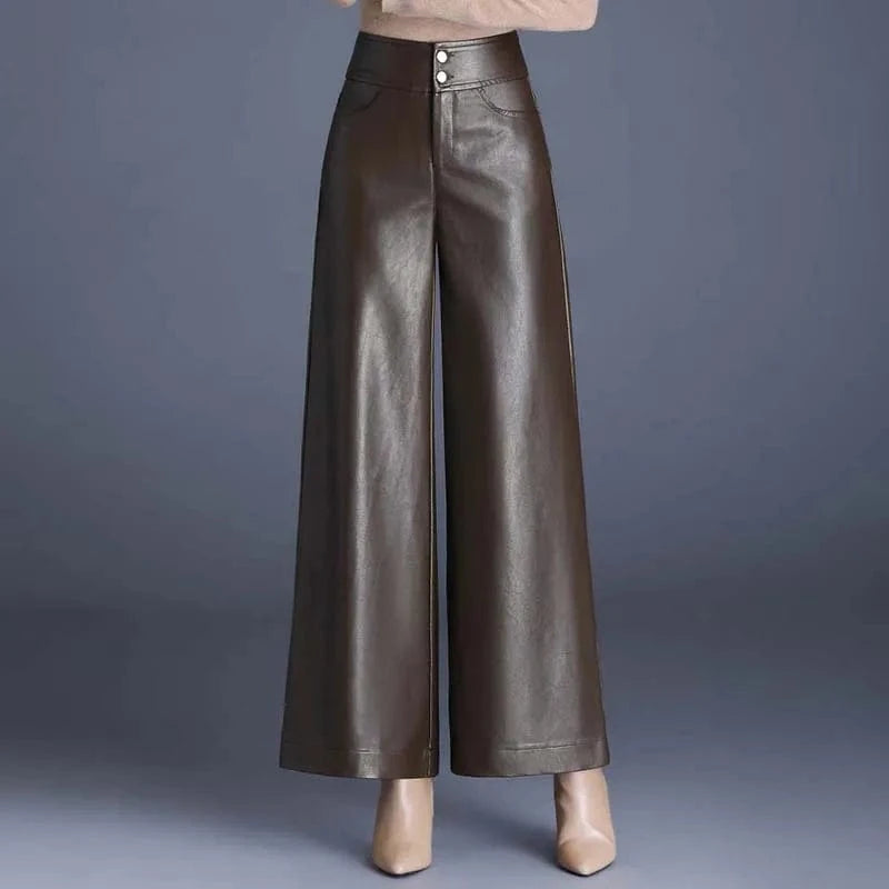 Teonclothingshop High Quality Women PU Leather Wed Leg Pants