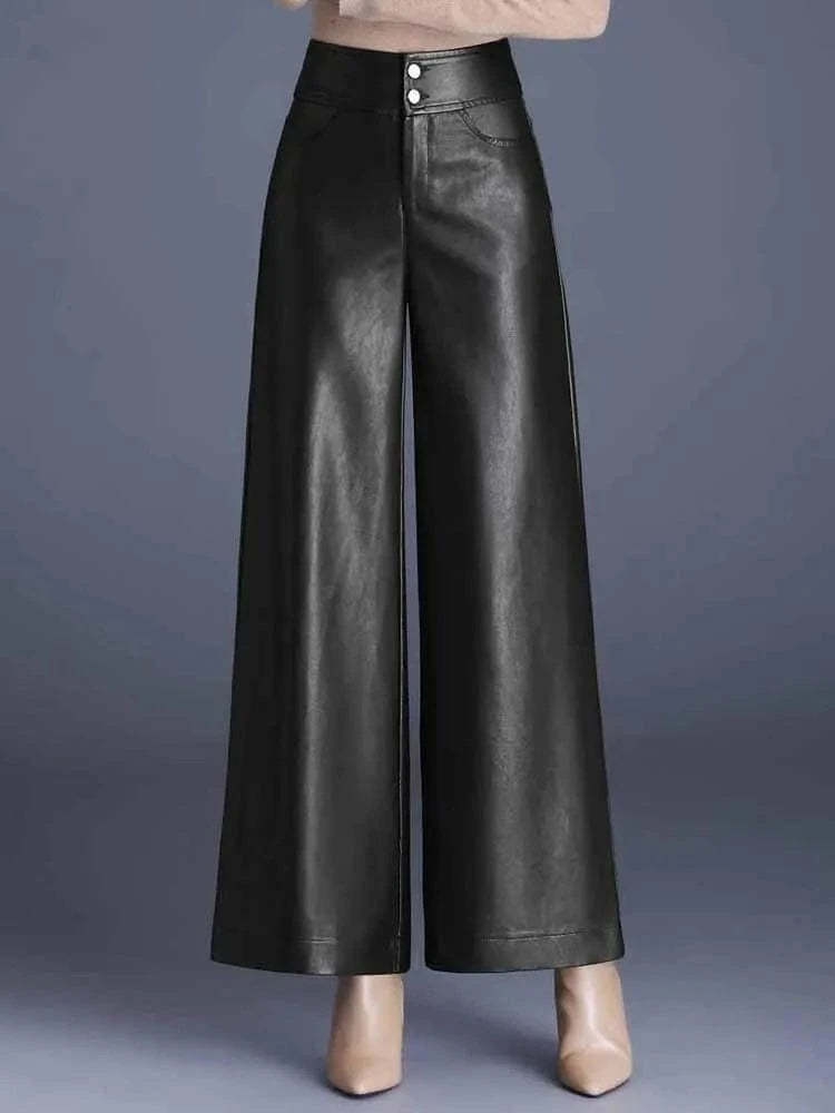 Teonclothingshop High Quality Women PU Leather Wed Leg Pants