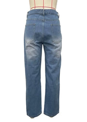 Teonclothingshop Hole Fashion Print Diamond Splicing Loose Jeans Women