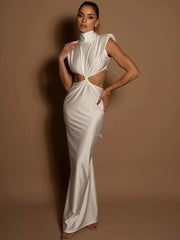 Teonclothingshop Hollow Out Turtleneck Maxi Dress Women