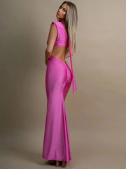 Teonclothingshop Hollow Out Turtleneck Maxi Dress Women