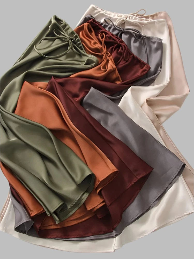 Teonclothingshop Long Black Satin Skirts For Women