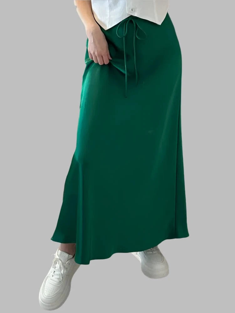 Teonclothingshop Long Black Satin Skirts For Women