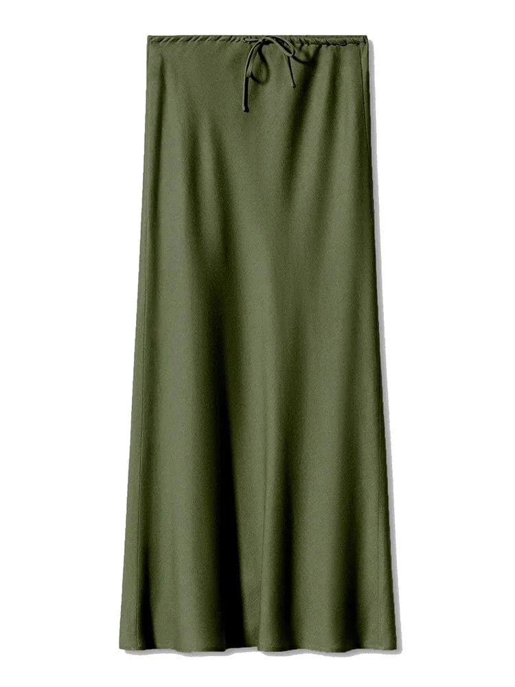 Teonclothingshop Long Black Satin Skirts For Women