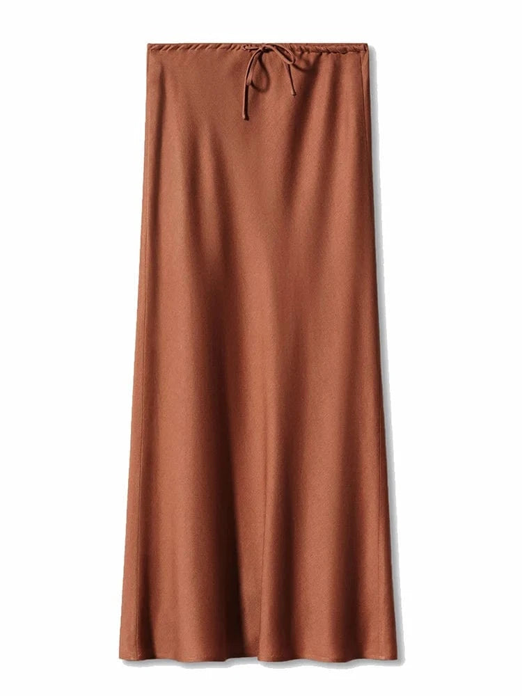 Teonclothingshop Long Black Satin Skirts For Women