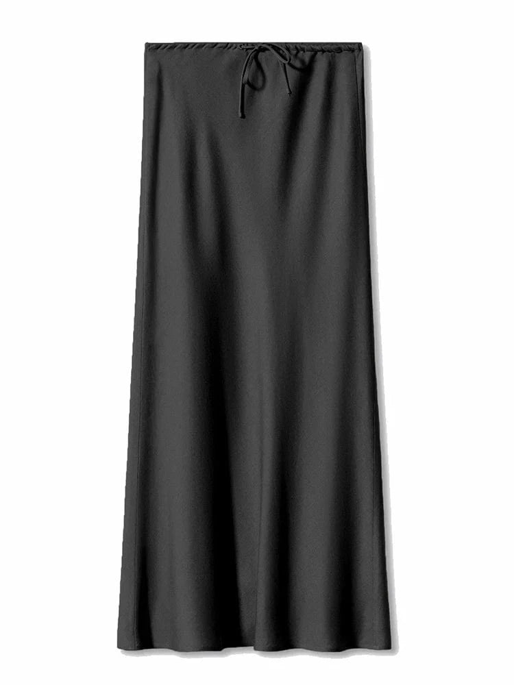 Teonclothingshop Long Black Satin Skirts For Women