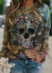 Teonclothingshop Long sleeve skull print sweatshirt