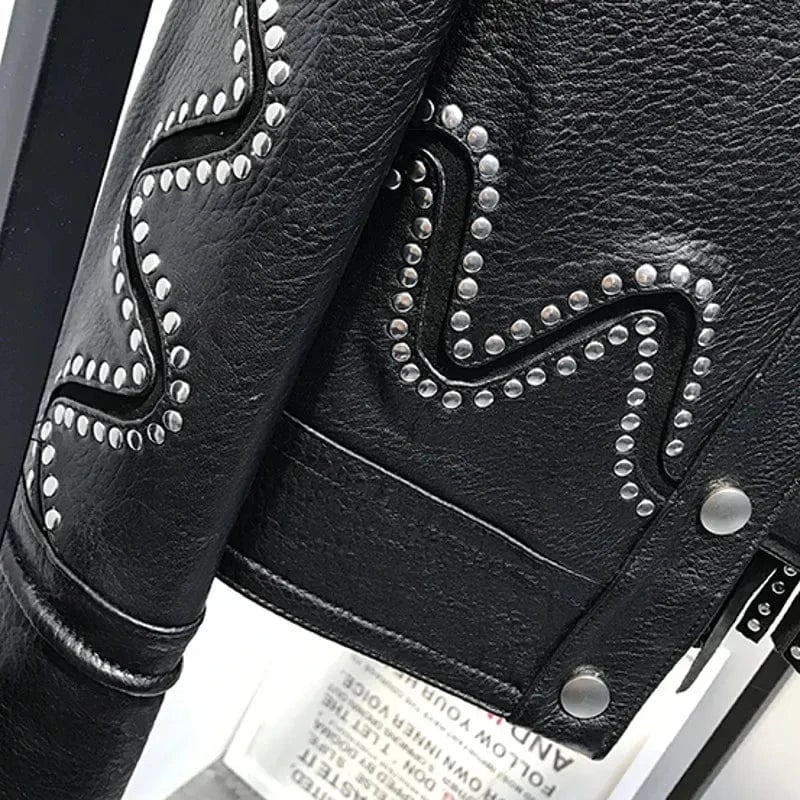 Teonclothingshop Luxury Rivet Tassel Leather Jacket