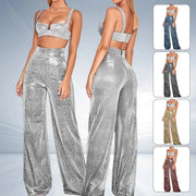 Teonclothingshop Metallic Sparkly Wide Leg Pants