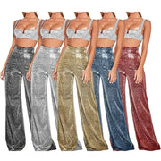 Teonclothingshop Metallic Sparkly Wide Leg Pants