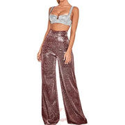 Teonclothingshop Metallic Sparkly Wide Leg Pants