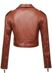 Brown leather jacket on a white background