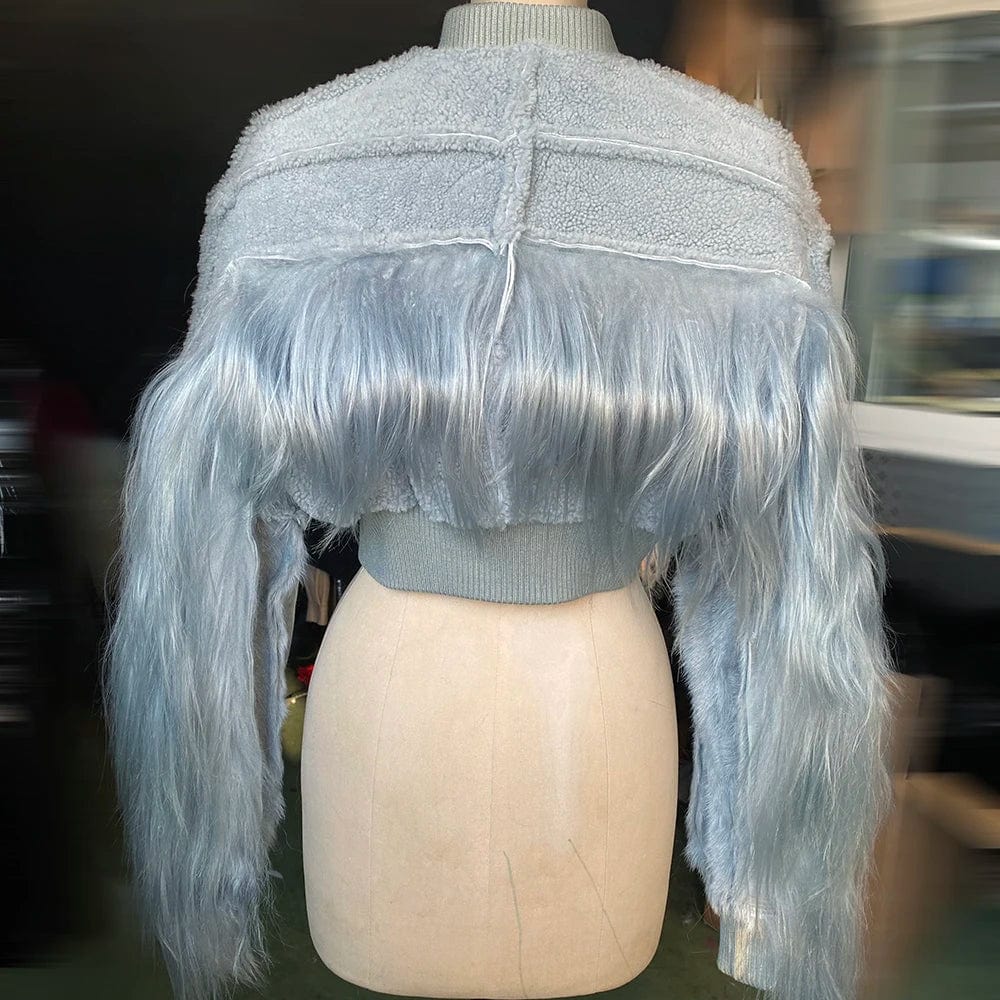 Teonclothingshop Pink fur bomber jacket