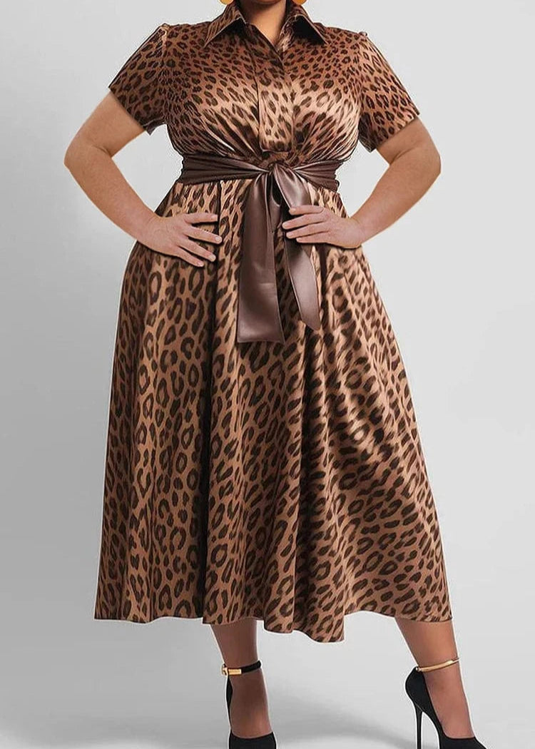 Teonclothingshop Plus Size Leopard Printed Dress for Women