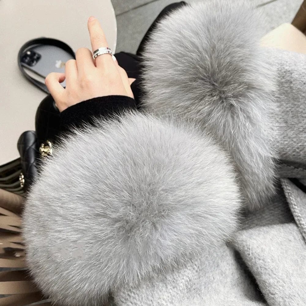 Teonclothingshop Premium double-sided woolen coat with fur
