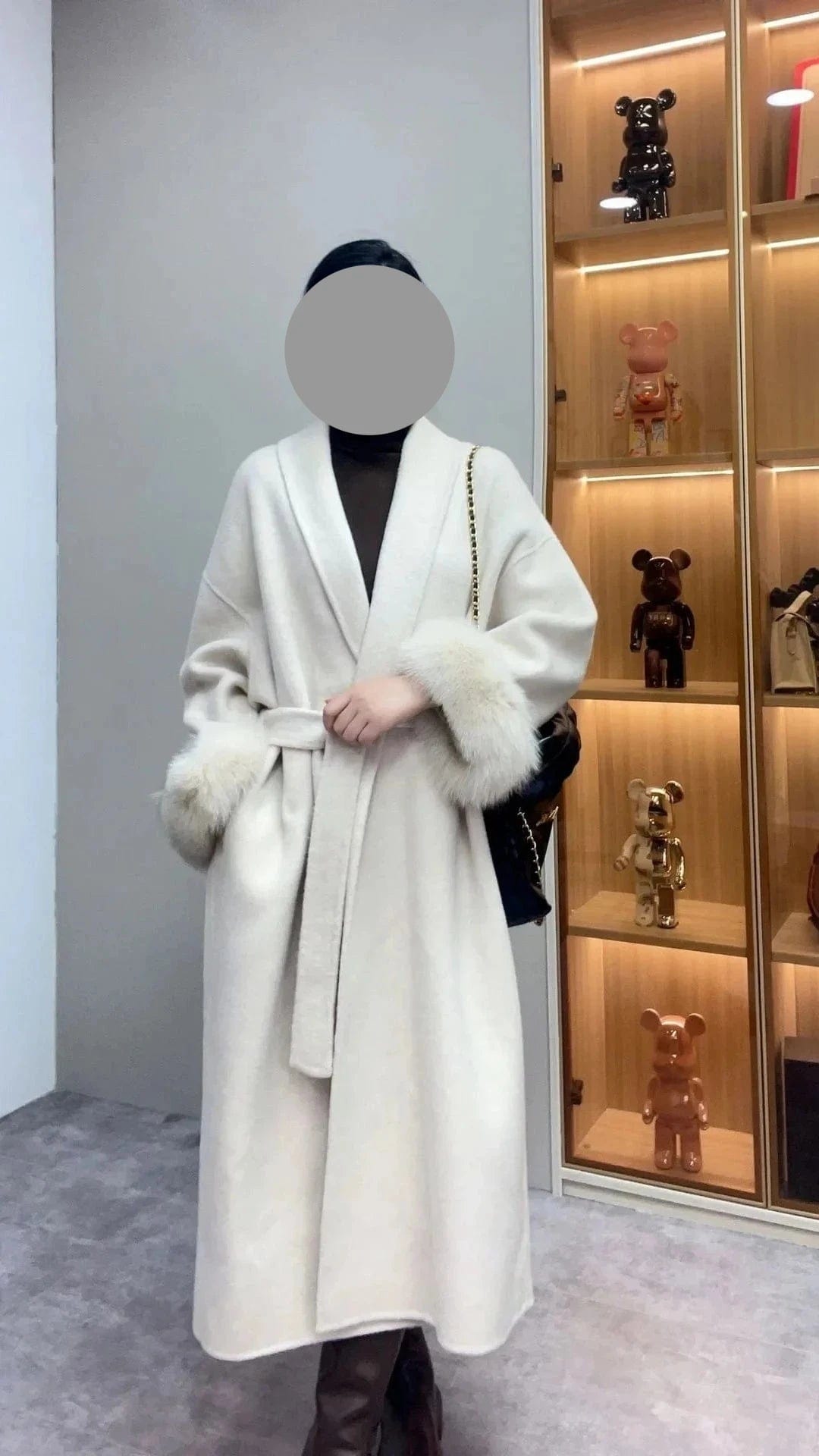 Teonclothingshop Premium double-sided woolen coat with fur