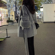 Teonclothingshop Premium double-sided woolen coat with fur
