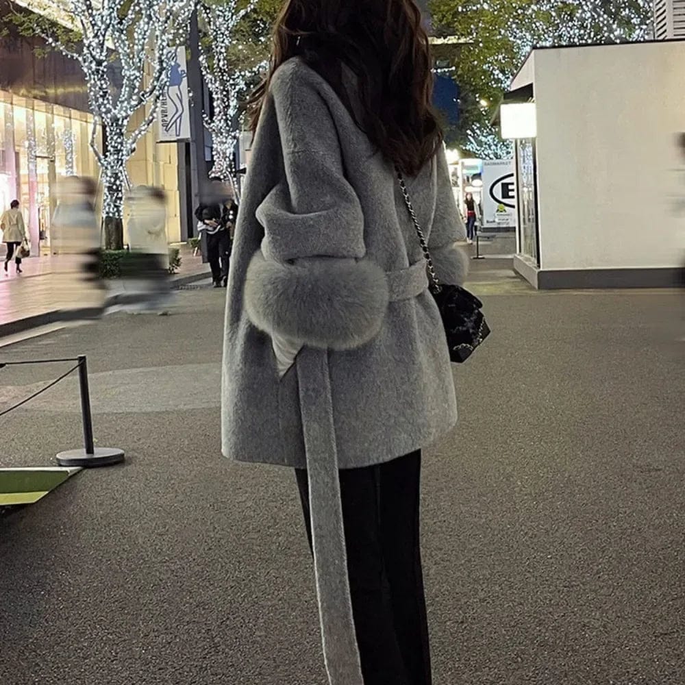 Teonclothingshop Premium double-sided woolen coat with fur