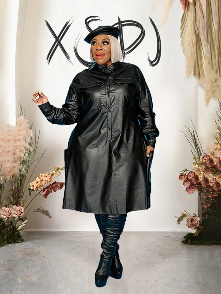 Pu Leather Dress for Women Plus Size