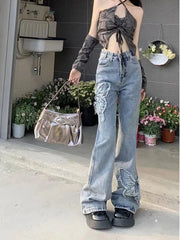 Teonclothingshop Retro Butterfly Embroidered Jeans