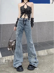Teonclothingshop Retro Butterfly Embroidered Jeans