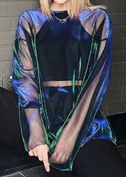 Teonclothingshop Solid color transparent short sleeve T-shirt Women's sexy O-neck long sleeve T-shirt