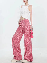 Teonclothingshop Streetwear Leopard Print Jeans Women Baggy