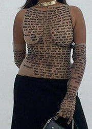 Teonclothingshop Summer transparent cropped top with letter print