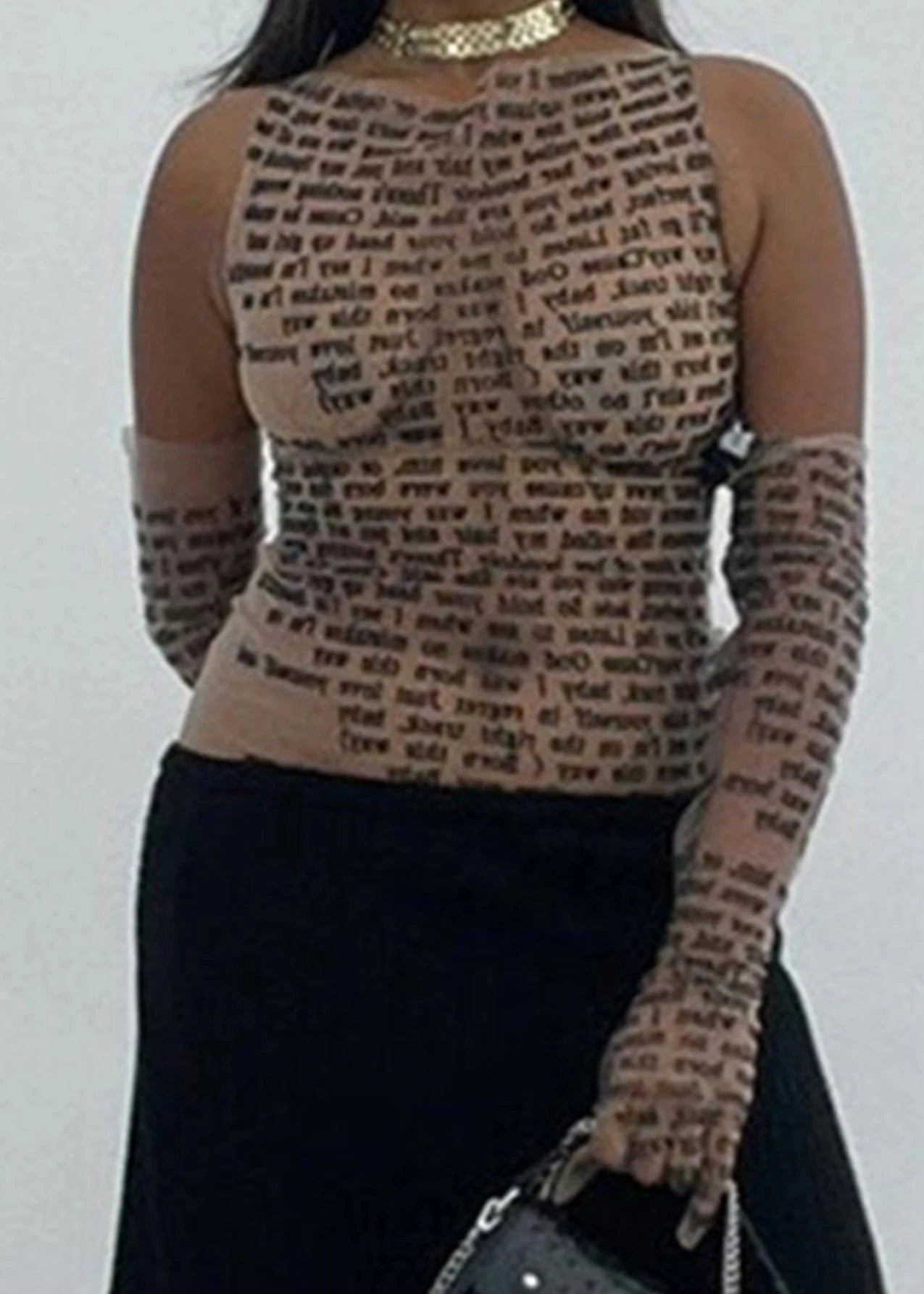 Teonclothingshop Summer transparent cropped top with letter print