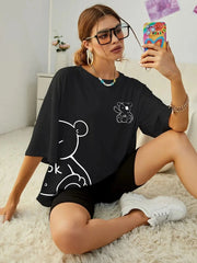 Teonclothingshop Teddy Bear Print Oversized Tee