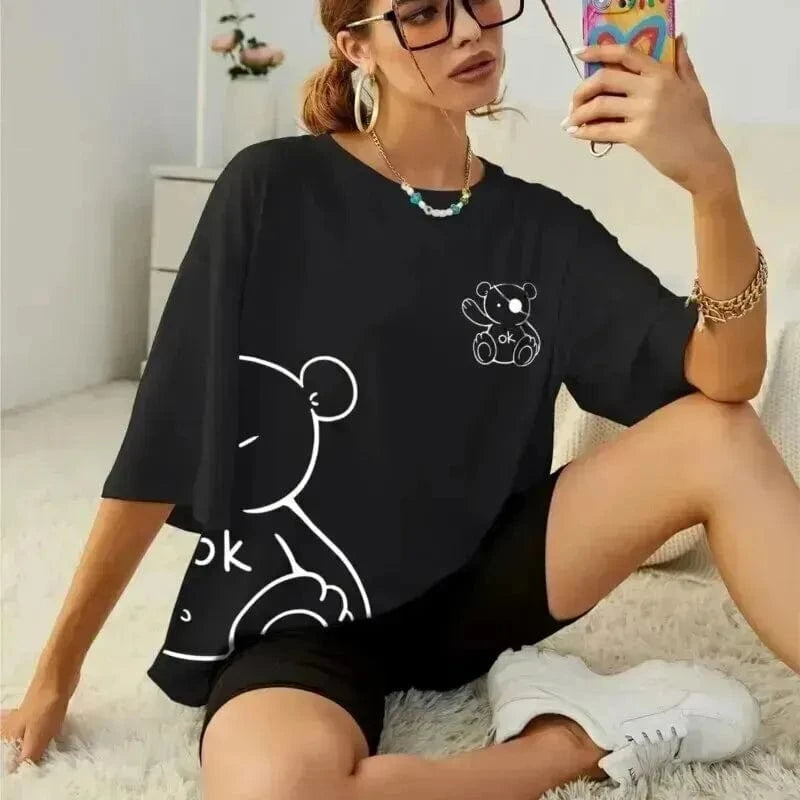 Teonclothingshop Teddy Bear Print Oversized Tee